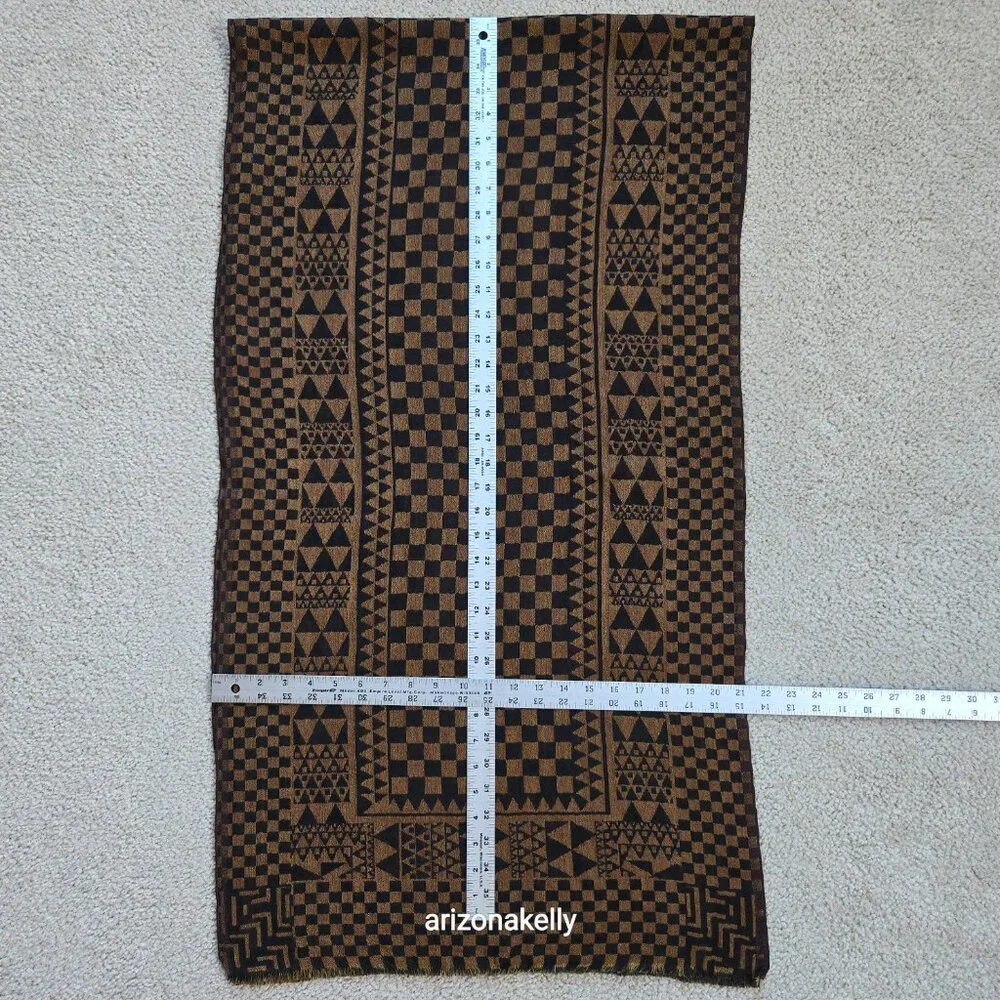 NWOT Wool Scarf Geometric Design Woven Brown & Black